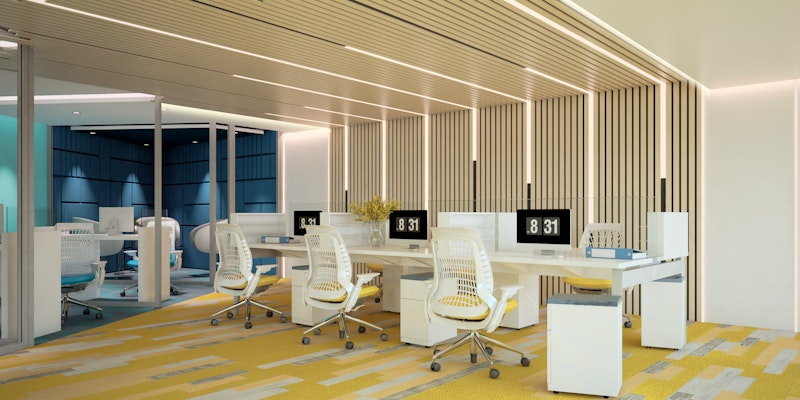 Cuarto de trabajo con computadoras en oficina